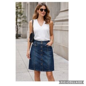ANN TAYLOR BUTTON DOWN DENIM SKIRT